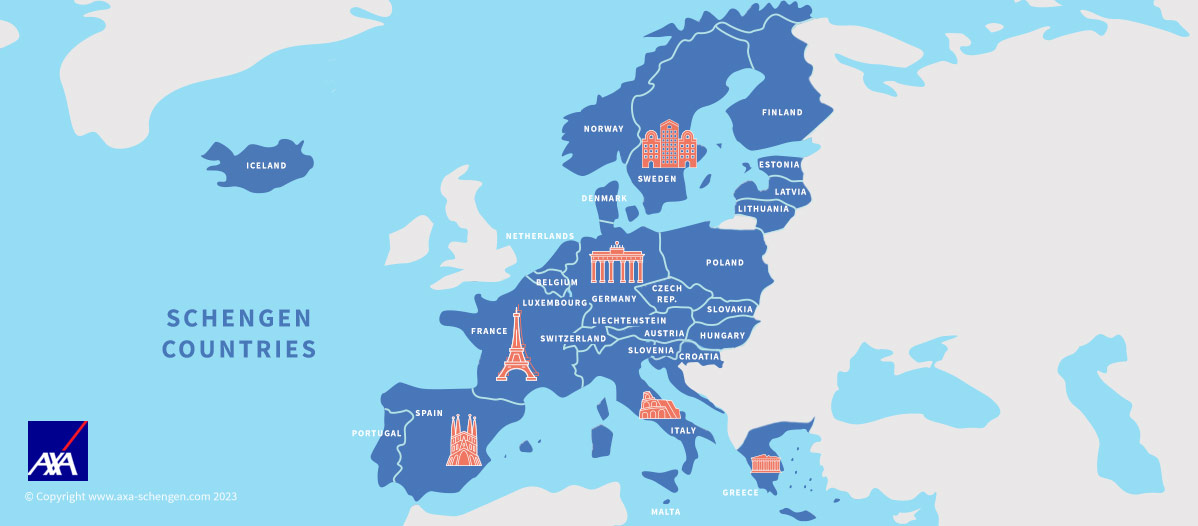 Map Schengen Countries 